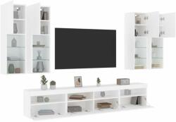 vidaXL 7 darabos fehér falra szerelhető TV-szekrényszett LED-ekkel (3216771) - pepita