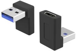 PremiumCord Adapter, 90 fokos, USB-A - USB-C, M/F, fekete KUR31-27 (KUR31-27)
