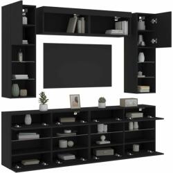 vidaXL 6 darabos fekete falra szerelhető TV-szekrényszett LED-ekkel (3216798) - pepita