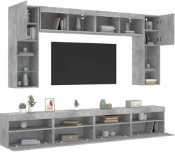 vidaXL 8 darabos betonszürke fali TV-szekrény szett LED-del (3216767) - pepita