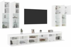 vidaXL 7 darabos fehér falra szerelhető TV-szekrényszett LED-ekkel (3216778) - pepita
