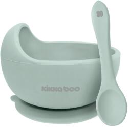 KikkaBoo - Castron din silicon cu ventuză și lingură Mint (31302040115KB)