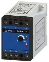  Ganz UAS-O/3X230V/400V AC háromfázisú feszültségrelé (aszimmetria, fázissorrend) 4 vezetékes hálózatban, 3x230V AC névleges működtető feszültség (Uc), IP20, -5 . . . +50 °C ( Ganz 740-8080-600 ) (740-