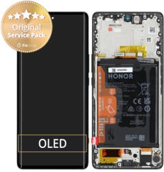 Honor Magic5 Lite RMO-NX3 - LCD Kijelző + Érintőüveg + Keret + Akkumulátor (Midnight Black) - 0235AEMW Genuine Service Pack, Black