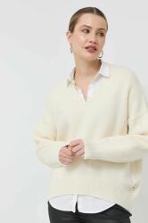 HUGO BOSS gyapjú pulóver meleg, női, fehér - bézs L