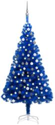  Brad crăciun pre-iluminat cu set globuri, albastru, 120 cm, pvc (3077679)