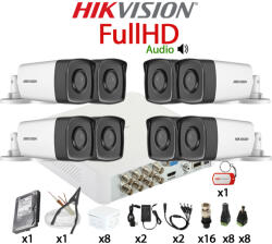 Hikvision KIT 8 Camere video complet, FullHD, 2.8mm, IR 40m, Microfon, DVR, HDD 1TB, Cablu + Accesorii Montaj HIKVISION - KIT8CHA-8A22-TST1