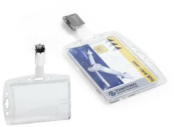 Durable Biztonsági kártyatartó Durable 85x54 mm akril forgatható fémcsipesszel (800519) - papir-bolt
