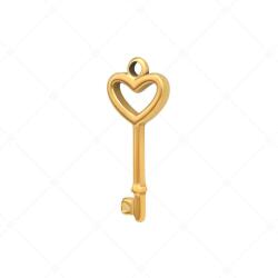 BALCANO - Nemesacél kulcs alakú charm, 18K arany bevonattal