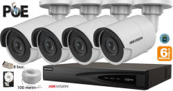 Hikvision komplett analóg kamera rendszer 4 IP kamera, 6MP(3K), SD-kártya, IR 30m (KIT4CH6130C)