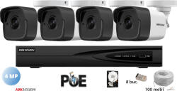  Komplett Hikvision analóg kamera rendszer 4 kültéri IP kamerával, 4MP (2K), IR 30m (KIT4CH5830C)