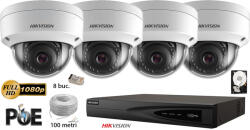  Komplett Hikvision IP analóg kamera rendszer 4 beltéri kamerával, 2MP Full HD 1080p, IR 30m (KIT4CH4730C)