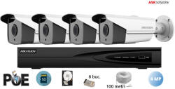  Hikvision komplett analóg kamera rendszer 4 kültéri IP kamera, 4MP(2K), SD-kártya, IR 80m (KIT4CH6280C)