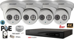  Hikvision komplett analóg kamera rendszer 4 beltéri IP kamera, Ultra HD 8MP (4K), SD-kártya, IR 30m (KIT4CH5530C)