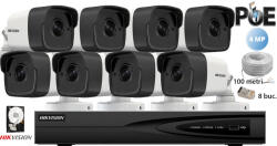  Komplett analóg kamera rendszer Hikvision 8 kültéri IP kamerák, 4MP (2K), IR 30m (KIT8CH6530C)