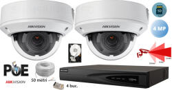 Komplett analóg kamera rendszer 2 IP kamera Hikvision 4MP, varifokális lencse 2, 8 - 12 mm, SD-kártya, IR 30M (KIT2CH5930C)