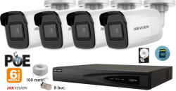  Hikvision komplett analóg kamera rendszer 4 kültéri IP kamera, 6MP(3K), SD-kártya, IR 30m (KIT4CH6630C)