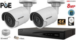  Hikvision komplett analóg kamera rendszer 2 kültéri IP kamera, 8MP(4K), SD-kártya, IR 30m (KIT2CH7430C)