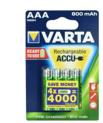 VARTA Az újratölthető akkumulátorok Varta R3 800 mAh (promo 3 + 1) kész 2 használatra