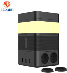 Red Sun Hordozható Hangszóró Okos lámpával, Külső akkumulátor funkció, Vezeték nélküli töltő, Bluetooth, Redsun RS-02EU-SP