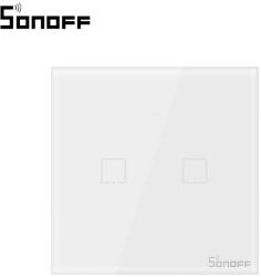 SONOFF Dupla Érintőkapcsoló T1EU2C, Wi-Fi + RF, Mobiltelefon-vezérlés,