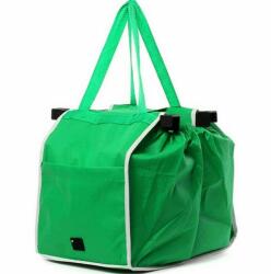 Set 2 genti textile reutilizabile pentru cumparaturi, verde, gonga (BU139)