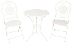 Clayre & Eef Set 2 scaune pliabile si 1 masa din fier alb ø 60 cm x 70 h (5Y0633) - storel