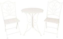 Clayre & Eef Set 2 scaune pliabile si masa din otel alb ø 60 cm x 70 h (5Y0637) - storel