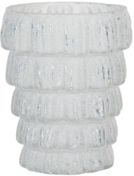 Clayre & Eef Set 4 suporturi lumanari sticla alba 9x11 cm (6GL2954) - storel