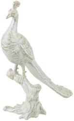 Bizzotto Figurina polirasina alba cu patina aurie paun 30.5 cm x 13.5 cm x 38 h (0182205)