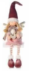 Decorer Figurina inger girl din portelan si textil alb visiniu roz 17x10x41 cm (A56.35.96B) - storel