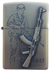 Bricheta tip zippo, 3d relief, metalica, soldat pusca ak47 (337)