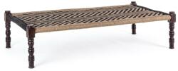 Bizzotto Bancuta cu picioare din lemn negru si sezut din bumbac maro negru tamil 176 cm x 86 cm x 46 h (0720029) Canapea