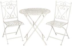 Clayre & Eef Set 2 scaune pliabile si masa fier forjat alb patinat garden (CC5Y0127)