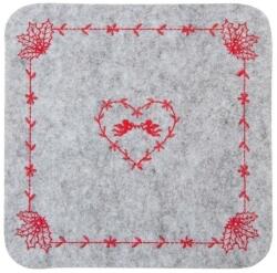 Clayre and Eef Suport textil farfurii gri rosu 25x25 cm (CCFE040.019S)