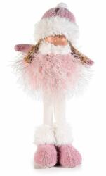 Decorer Figurina inger girl din portelan si textil alb roz 13x9x28 cm (A56.38.40A)