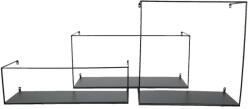 Clayre & Eef Set 3 etajere fier negru 55x20x25 cm, 50x16x15 cm, 40x18x40 cm (6Y4700) - storel Raft