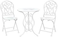 Clayre & Eef Set 2 scaune pliabile si masa fier forjat alb negru ø 60 cm x 70 h, 40 cm x 40 cm x 92 h (5Y0192) - storel