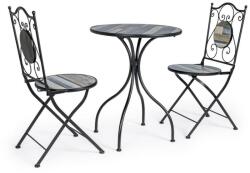 Bizzotto Set 2 scaune pliabile si 1 masa din fier negru si ceramica multicolora huston 38 cm x 38 cm x 92 h x 46 h1 (0806175)