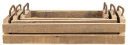 Clayre & Eef Set 3 tavi decorative lemn maro metal 40x25x11 cm, 35x16x10 cm, 25x7x10 cm (6H2007)