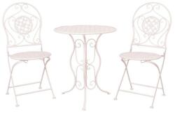 Clayre & Eef Set mobilier gradina 2 scaune pliabile si masa fier forjat alb garden (CC5Y0189)