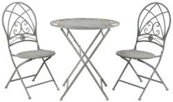 Clayre & Eef Set 2 scaune pliabile si masa fier forjat gri antichizat ø 70 cm x 76 h / 40 cm x 40 cm x 92 h (x2) (5Y0387) - storel
