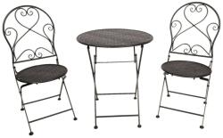 Clayre & Eef Set 2 scaune pliabile si 1 masa din fier negru ø 60 cm x 70 h (5Y0635) - storel