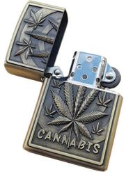 Bricheta tip zippo, 3d relief, metalica, cannabis (368)