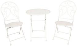 Clayre & Eef Set 2 scaune pliabile si 1 masa din metal alb ø 60 cm x 70 h (5Y0632) - storel