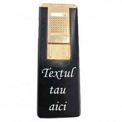 Bricheta metalica gravata personalizata cu textul tau, cu gaz, antivant, reincarcabila, neagra, cutie (757)