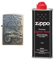 Bricheta tip zippo, 3d relief, metalica, king of 4wd si lichid zippo 125 ml m2 (323)