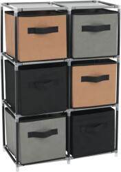 Mobikon Comoda cu 6 sertare din textil negru maro gri camilo 58x30x84 cm (0000275356) - storel