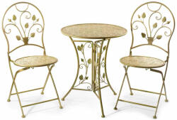 Decorer Set mobilier gradina masa si 2 scaune fier auriu verde 60x71 cm, 41.5x46x94 cm (A53.28.80)