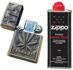 Bricheta tip zippo, 3d relief, metalica, cannabis, lichid zippo 125 ml (348)